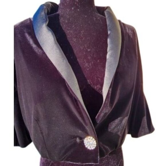 Evening Cocktail Wedding Velvet Crystal Jacket Cardigan Coat Bolero Cover Cape - Picture 15 of 16
